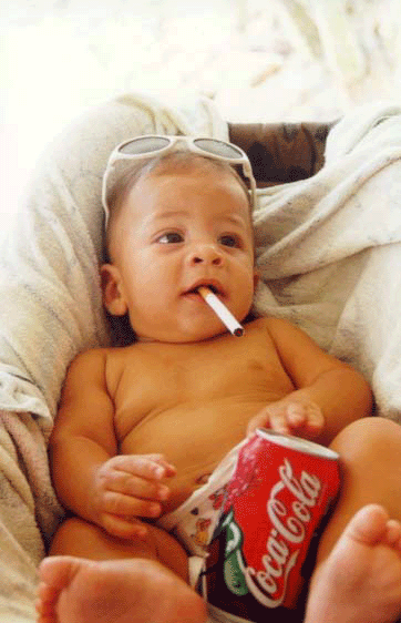 Funny baby smoking