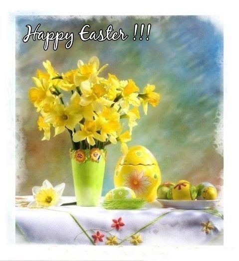Happy easter with beautiful flowers