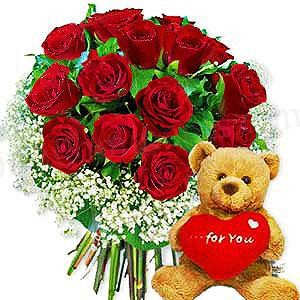 teddy with flowers