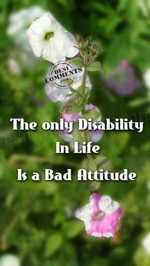 The only disability is life is a bad attitude