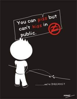 You can piss but can't kiss in public