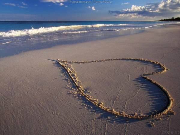 Heart drawn on the beach