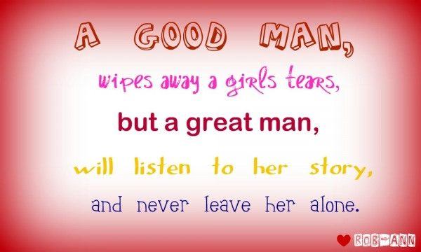 A good man wipes away a girl's tears