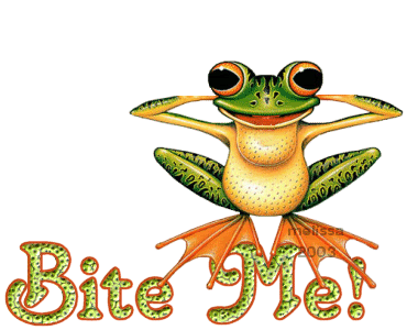 Bite me funny frog graphic