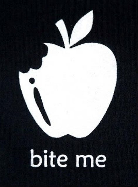 Bite white apple