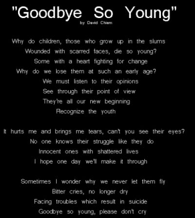 Good bye so young