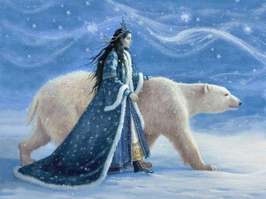 Happy winter graphic – queen and polar bear