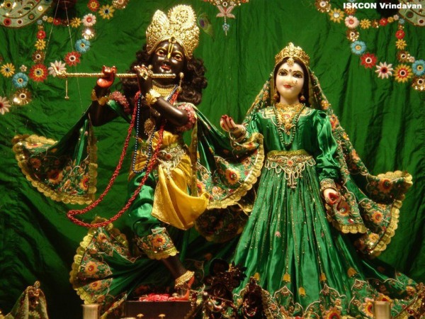 Radha And Krishan In Green Dress