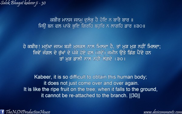 Salok Bhagat Kabir Ji