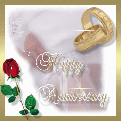 Anniversary With Rings & A Rose Graphic