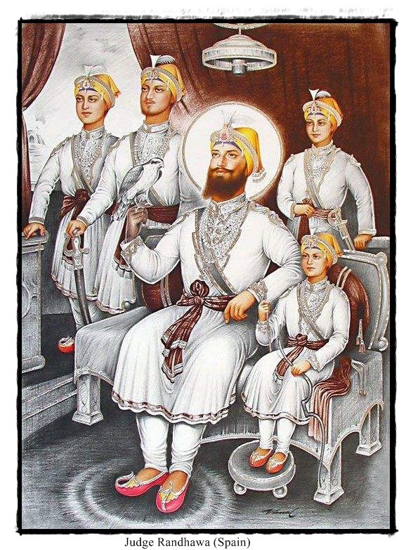 Guru Gobind Singh Ji With His Sahibzade Sahib