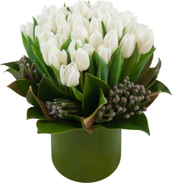 White Tulips Pot