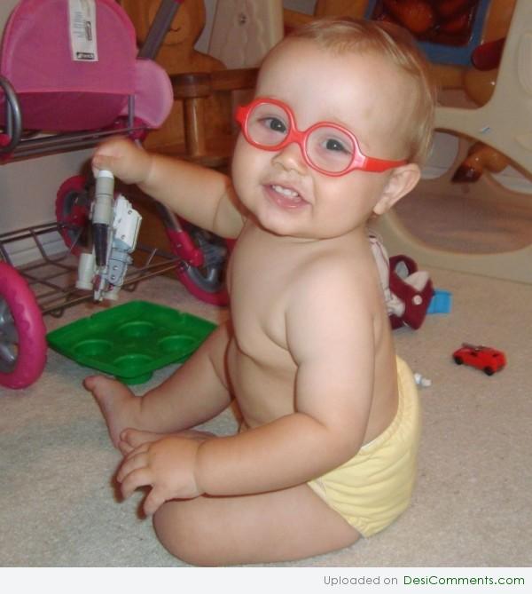 sweet baby with glasses