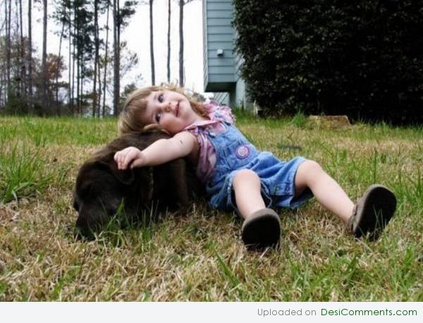 Baby Playing With Dog