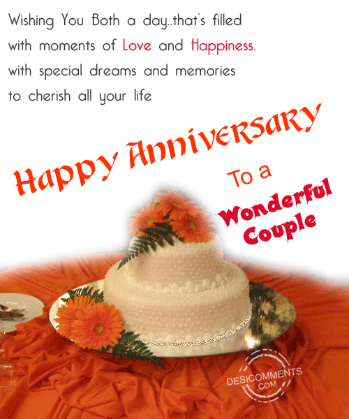 Happy Anniversary To A Wonderful Couple - DesiComments.com
