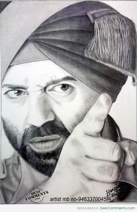 Pencil Sketch Of Sunny Deol