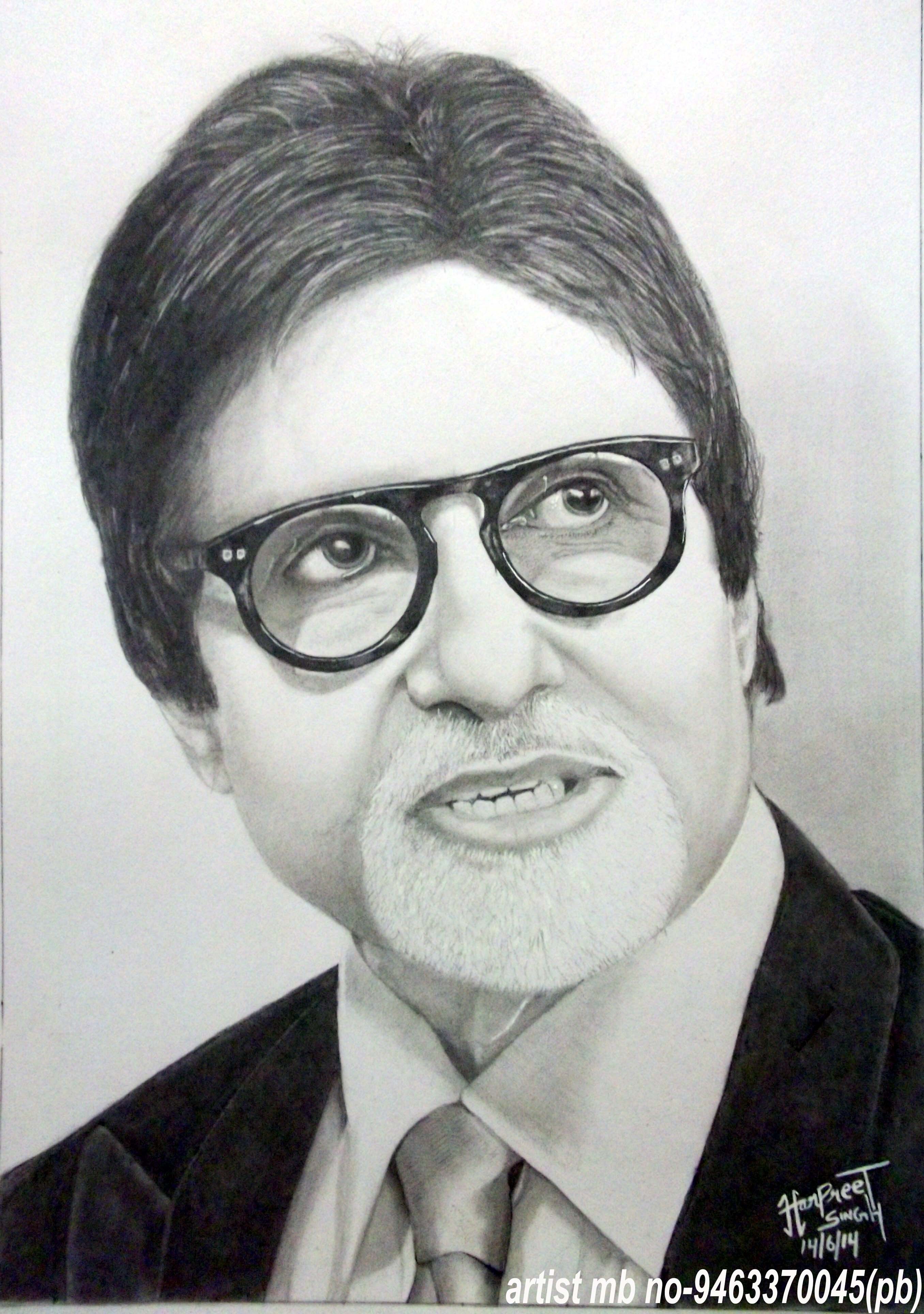 Pencil portrait of amitabh bachchan - DesiComments.com