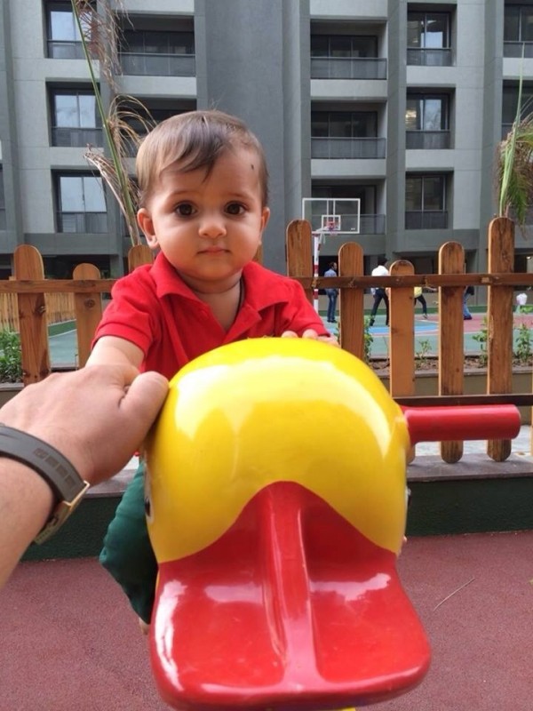 Little boy in a red t-shirt