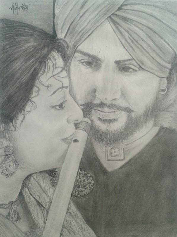 Pencil sketch of gurdas maan