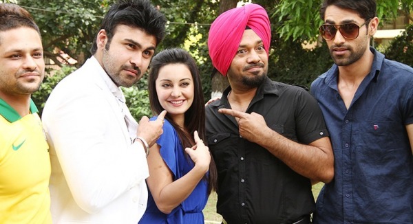 Gurpreet Ghuggi With Heer And Hero Cast Team