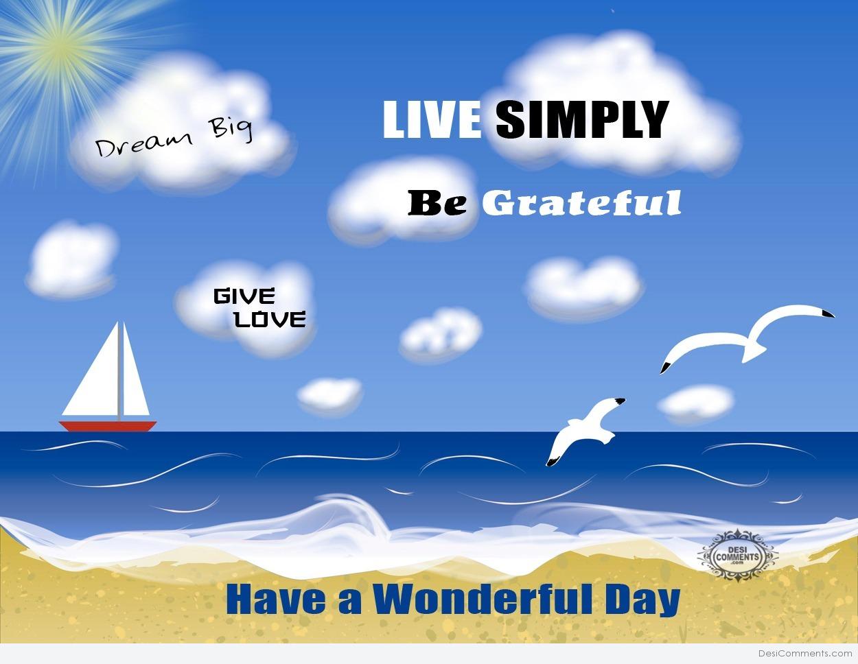 Have a wonderful day - Dream big, live simply.