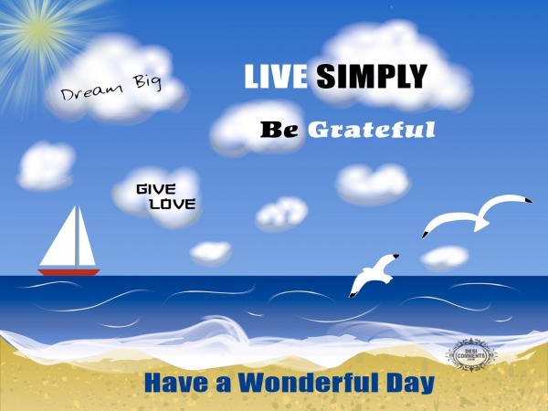 Have a wonderful day - Dream big, live simply