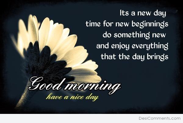 Good Morning - It's a new day...