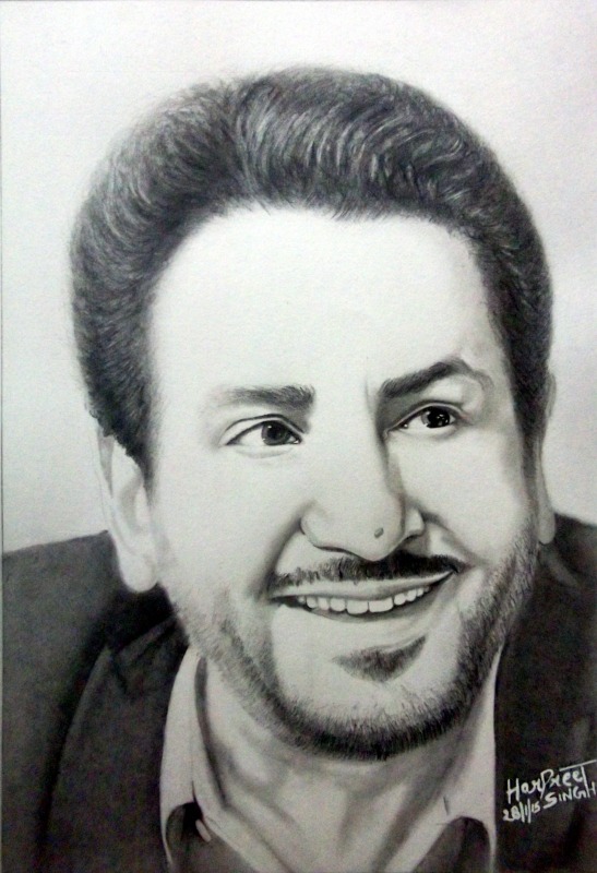 Pencil sketch of Gurdas Maan ji