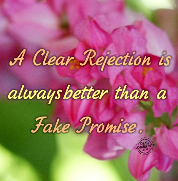 A clear Rejection is always better than a fake promise