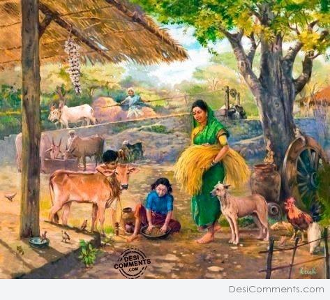 Indian Village Painting - DesiComments.com