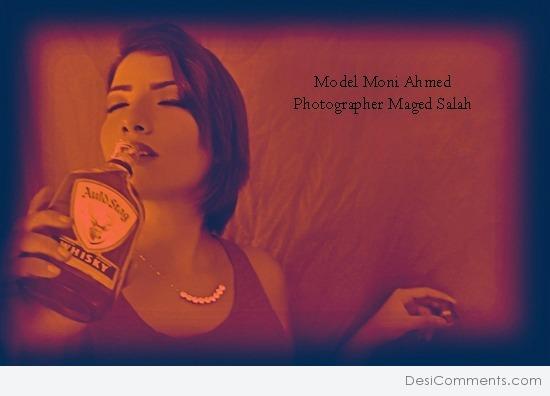 Model Moni Ahmed Drinking Alcohol