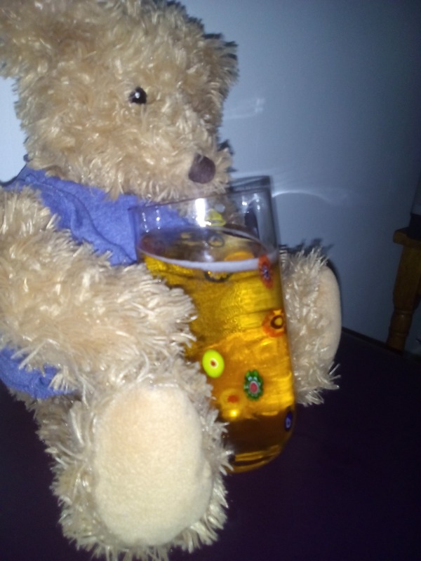 Drinking teddy bear