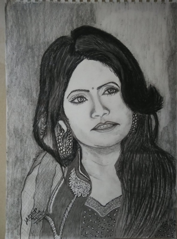 Pencil Sketch Of Miss Pooja