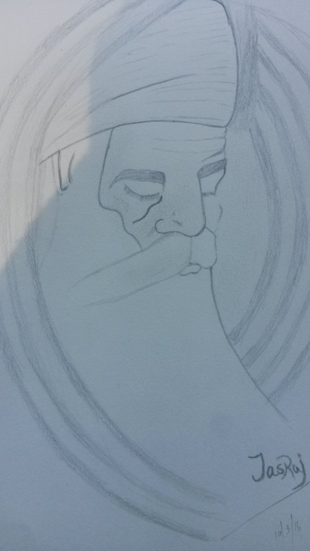 Pencil Sketch Of Guru Nanak Dev JI