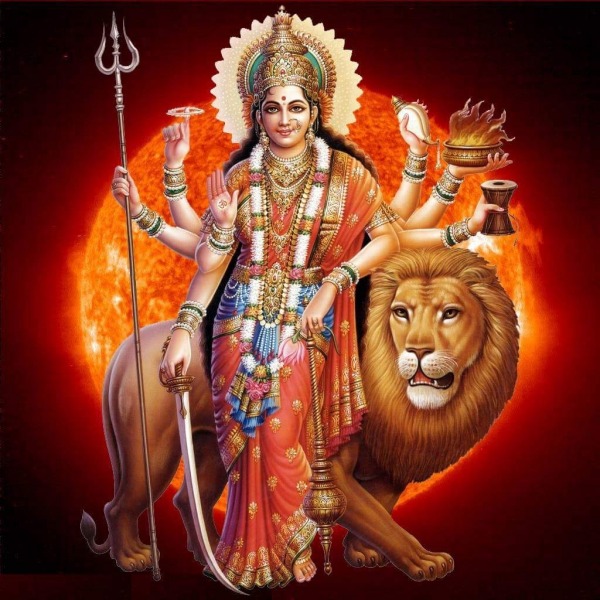 Indian Goddess With Lion