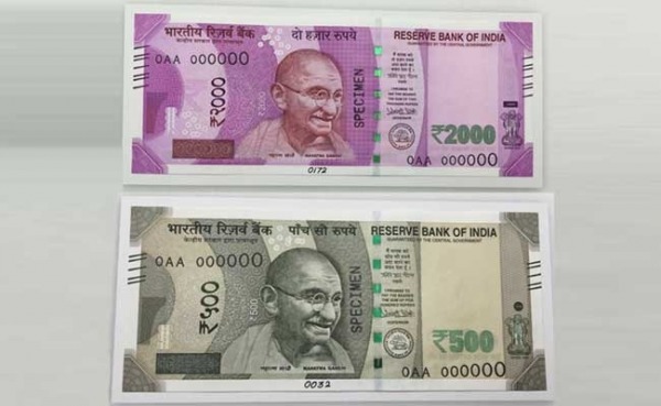 Front View Of New 500 And 2000 Rupees