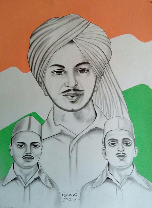 Sketch Of Saheed Bhagat Singh Ji