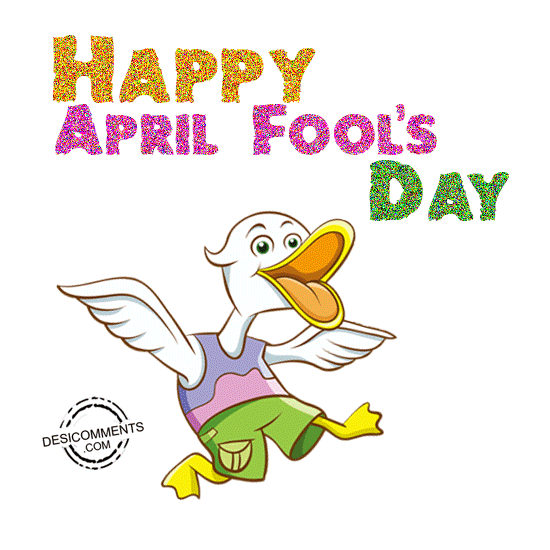 Happy April Fool's Day with duck cartoon 