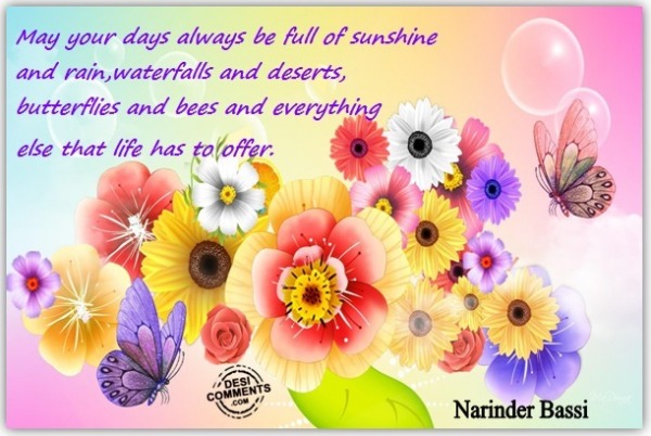 May your days always be full of Sunshine….