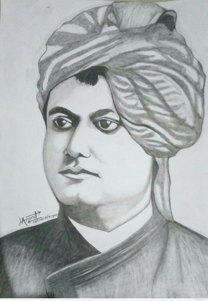 Cute Swami Vivekananda Sketch Drawing with simple drawing