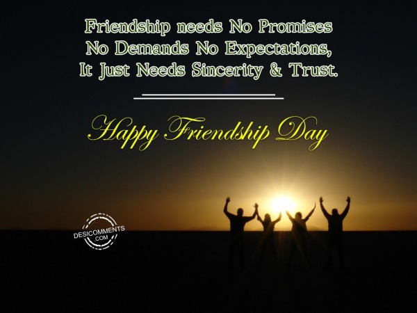 Friendship Needs No Promises No Demands No Expectations It Just Needs Sincerity & Trust