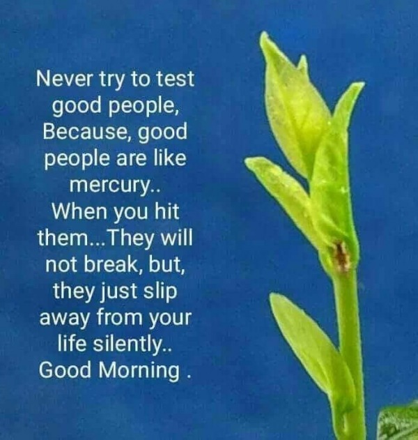 NEVER TRY TO TEST GOOD PEOPLE GOOD MORNING