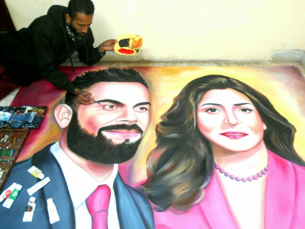 Painting Of Virat Kohli And Anushka Sharma