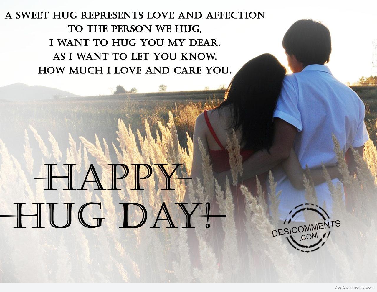 A sweet hug represents love, Happy Hug day - DesiComments.com