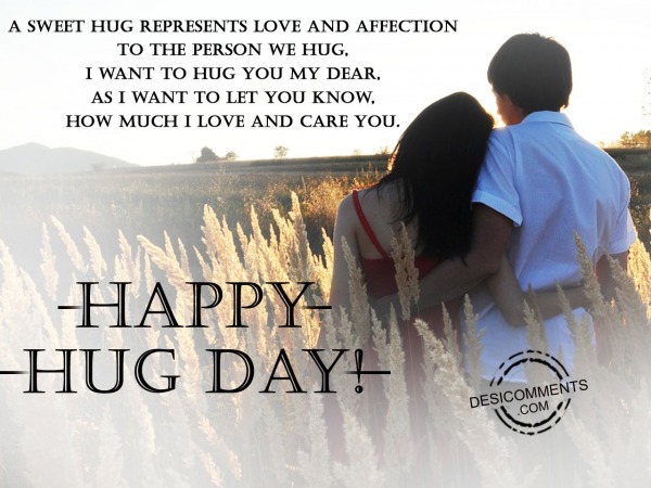 A sweet hug represents love, Happy Hug day