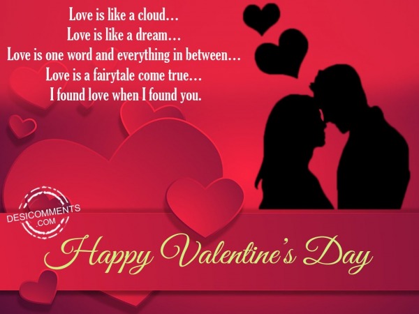 Love is like a could, Happy valentine day
