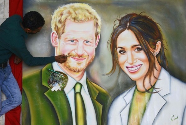 Oil Painting Of Prince Harry And Meghan Markle