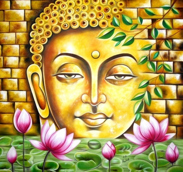 Oil Painting of Gautama Buddha Ji