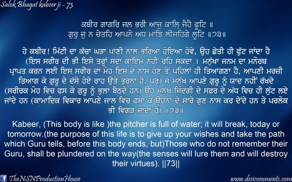 Salok Bhagat Kabeer Ji 73