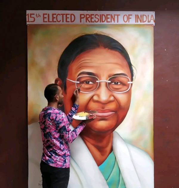 Painting of Indian President Draupadi Murmu